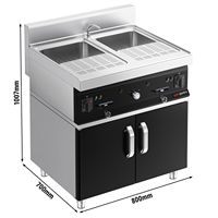 Cuiseur à pâtes électrique professionnel - Double cuve - Autonome - 2x 26L - 12kW - avec robinet de vidange - sur base de meuble - 2 portes - 700mm