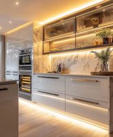 Meuble de cuisine moderne de luxe style Shaker classique en contreplaqué MDF avec granit, porte laquée acrylique écologique, évier, tiroir coulissant et charnière