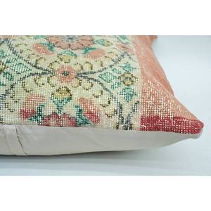 28x28 Inch Beige Wool Kantha Patchwork <b>Pillow</b> with Vintage Paisley Pattern Woven Technique - Product Image 4