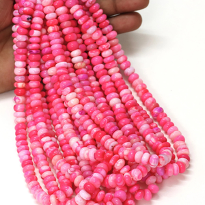 Hermosas cuentas de ópalo rosa brillante en forma de rondel liso, cuentas de piedra preciosa de ópalo rosa de 15 pulgadas y 6-9 mm, cuentas de ópalo de calidad AAA, joyería - Product Image 2