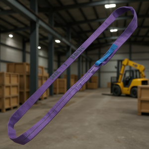 Eslinga de elevación de 1 tonelada, tela de poliéster (PES) de alta tenacidad, cincha de bucle continuo, color morado, grilletes - Product Image 3