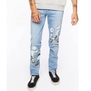 Pantalon en jean décontracté en toile droite mi-lourde personnalisé, confortable pour l'extérieur, respirant, écologique, antistatique et anti-boulochage - Product Image 1