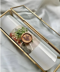 Invitación DE BODA Caja de desplazamiento de cristal Invitación DE BODA Imprimible Latón Hecho a mano y Material de latón y espejo Caja de invitación - Product Image 4