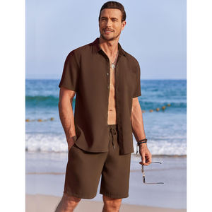 2024 logotipo personalizado camiseta pantalones cortos conjunto para hombres transpirable Casual verano corto Bolsillo grande de talla grande media manga-2 piezas conjuntos para hombres - Product Image 2