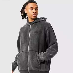 Haute qualité lavage à l'acide hommes sweat à capuche zippé surdimensionné fermeture éclair sweat à capuche lavé personnalisé unisexe nous poids lourd thermique sweats à capuche zippés - Product Image 2