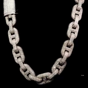Moissanite Cuban Link Chain Rhodium Plated Wedding & Anniversary Gift <b>for</b> <b>Men's</b> 15mm Cut Iced Fine Jewelry 925 Sterling Silver - Product Image 1