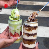 Bocaux PET les Plus Vendus avec Couvercle Entièrement Ouvrable pour Gâteaux, Boissons, Desserts et Bubble Tea 330ml, Logo Personnalisé