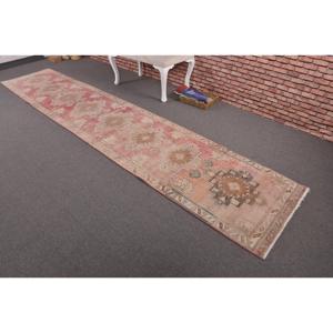 Turkish Vintage <b>Runner</b> <b>Rug</b> 2.5x12.5 ft, Beige Wool <b>Rug</b> - Product Image 2