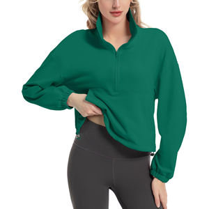 Sudadera Corta con Media Cremallera para Mujer, Acabado de Lujo, Estilo Retro, Manga Larga, Informal - Product Image 4