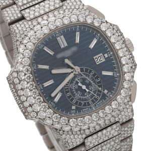 Fashion Fully Moissanite Iced Out Diamond Watch, Trendy Bling Stainless Steel <b>Wristwatch</b> for Parties and Casual Wear for Sale - Product Image 1