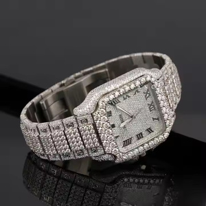 Montres en moissanite faites à la main en gros, testées au diamant, montres de luxe pour hommes, boîtier en acier inoxydable de haute qualité, céramique Shanghai - Product Image 2