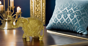Statues d'éléphant en laiton Art déco faites à la main Trunk Up Figurine porte-bonheur pour la décoration intérieure et les cadeaux Pièce maîtresse à motif animal - Product Image 6