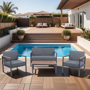 NUEVO Juego de Muebles de Jardín Modernos IPRO Premium para Exteriores, 4 Piezas, Resistentes a la Intemperie, Mimbre de Polietileno, Ratán, Lavable - Product Image 1