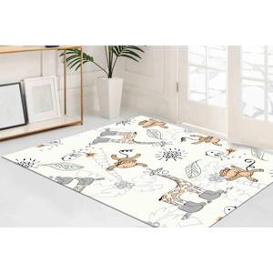 Tapis pour enfants Girafe : Décoration de chambre de bébé en chenille, lavable en machine, tapis imprimé, tapis doux non tissé - Product Image 3