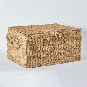 กล่องเก็บของและที่จัดระเบียบทำจากหญ้าทะเลแบบซ้อนได้ คุณภาพเยี่ยม กล่องเก็บของจากหญ้าทะเลทออย่างดี พร้อมหูหิ้ว - Product Image 6