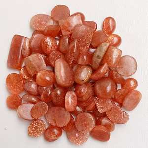 Cabochons de pierre de soleil 100% naturelle, formes variées, facettés, pierres précieuses, coupe fantaisie, dorés, cirés/huilés, non montés, calibrés, pour bijoux - Product Image 2