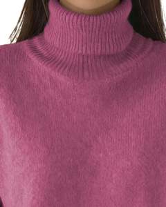 Pull à col roulé en laine acrylique mauve pour femmes, personnalisé, tricoté, manches longues, hiver, fabricant personnalisé, OEM, vente en gros - Product Image 4