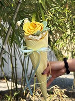 Bunga Mawar Rajut Tangan dari Benang, Tangkai Tunggal, Buket Jadi, Hadiah Ideal untuk Hari Valentine, Ulang Tahun, Pernikahan, Dekorasi Rumah