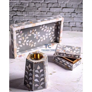 Ensemble de brûleurs d'encens élégants avec incrustation Capiz Bakhoor Kareem pour le plateau de service en nacre pour le Ramadan Eid Mubarak - Product Image 2
