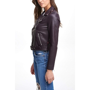 แจ็กเก็ตหนังแฟชั่นแท้สำหรับผู้หญิงเสื้อแจ็คเก็ตหนังทรงหลวมสำหรับใส่ด้านนอก - Product Image 4