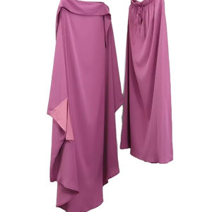 ชุดคลุมยาวแบบ 2 ชิ้นสำหรับผู้หญิงมุสลิมในวันอีด ผ้าคลุมศีรษะแบบคิมา กระโปรงยาว ชุดละหมาดแบบอบายะ ชุดบุรกา ผ้าวิสโคส ยับยาก แห้งเร็ว ระบายอากาศได้ดี ทรงหลวม - Product Image 1