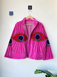 Veste Beige mauvais œil Halloween Suzani veste Boho manteau d'hiver manteau de broderie cadeau de fête de Noël vêtements d'extérieur décontractés superposition - Product Image 4