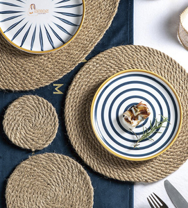 Rattan Cup <b>Coasters</b> Dining Table Mat Heat Resistant Holder Hand <b>Woven</b> Jute Flax Oval Wicker Drink <b>Coaster</b> - Product Image 1