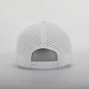 หมวกเบสบอลกีฬาสีขาวแห้งเร็วมีรูเลเซอร์ระบายอากาศได้ดีหมวกเบสบอล6แผงกันน้ำพร้อมโลโก้ตามสั่ง - Product Image 5