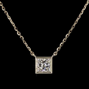 Elegante collar ligero de diamante cultivado en laboratorio de corte princesa de 1 quilate en oro amarillo de 14 quilates para collar de elegancia diaria para uso regular - Product Image 1