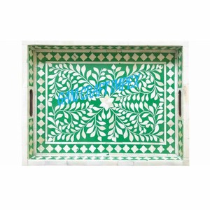 Bandeja de servicio con incrustaciones de hueso hechas a mano únicas y modernas, última vajilla de diseño para decoración del hogar - Product Image 2