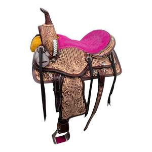 Monturas de carreras de barril asequibles al por mayor, monturas de caballo occidentales hechas a mano de cuero genuino de primera calidad, monturas de rodeo a granel - Product Image 4