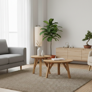 Nouvelle arrivée Table d'appoint ronde en teck massif moderne pour villa, jardin, plage, parc et hôtel - Product Image 3