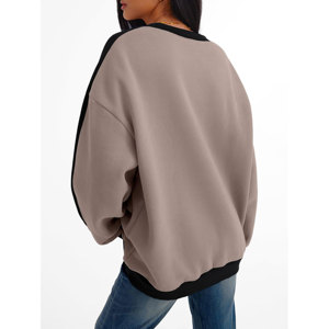 Sudadera de Felpa 100% Algodón para Mujer, Estilo Oversize, Cuello Redondo, Bloques de Color, Mangas Largas, Linda, Otoño Invierno Y2K - Product Image 4