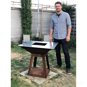 Mesa de Barbacoa de Acero Corten Resistente, Estufa de Barbacoa para Exteriores con Brasero, para Cocinar y Calentar en el Jardín - Product Image 5