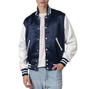 Blouson Bomber Varsity Homme Tendance Coupe Américaine Rétro en Satin, Léger, Respirant et Coupe-Vent avec Patchwork – Idéal Printemps - Product Image 1