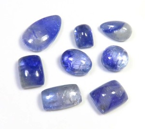 Piedras preciosas sueltas de tanzanita azul 8-17mm Natural Bio tanzanita cabujón suave Bio tanzanita mezcla forma 34cts 8 Uds lote al por mayor - Product Image 1
