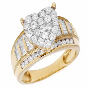 Coeur Design Moissanite rond et Baguette grappe diamant bague de mariage de mariée glacé bijoux en argent pour les femmes cadeau d'anniversaire - Product Image 1