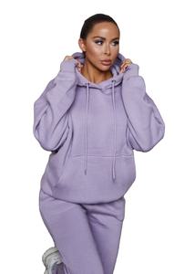 Haute demande 2 pièces femmes surdimensionné poche avant pull à capuche et survêtement à revers ensemble femmes 2 pièces survêtement sweat ensemble - Product Image 3