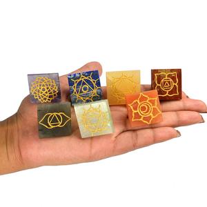 7 <b>Chakra</b> Reiki <b>Crystal</b> Pyramid <b>Set</b> Engraved Healing Stones 7 Pieces - Product Image 3