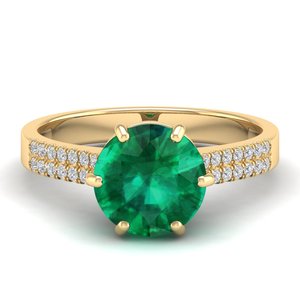 Anillo de Piedra Preciosa Esmeralda de Corte Brillante Redondo de Plata de Ley 925 de Alta Calidad REYES, 2.75 Quilates, Joyería de Moissanita con Certificado GRA de Lujo - Product Image 6