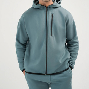 Personalizado 500 GSM 100% algodón holgado polar sudaderas con capucha de gran tamaño Jogger conjunto chándal para hombres transpirable Fitness ropa deportiva verano - Product Image 5