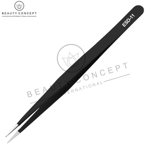 Pinzas de pestañas curvas rectas de acero inoxidable Pinzas de extensión de pestañas Herramientas de maquillaje de Beauty Concept International - Product Image 3