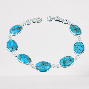 Turquesa rodio Spinner pulsera 925 plata esterlina piedra preciosa ajustable diciembre piedra natal joyería hecha a mano Regalo boda - Product Image 1