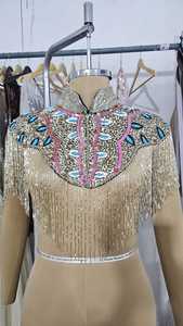 ชุดเดรสทรงตรงปักเลื่อมเลื่อมคอวีดีไซน์สวยงาม - Product Image 3