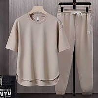 T-shirt Homme Personnalisé OEM, Couleur Unie, Mélange Coton Anti-Plis Respirant, Tendance Japonaise Été 2025, Manches Courtes