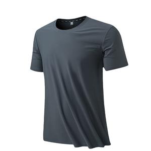 T-shirt en coton pour hommes avec logo personnalisé T-shirt décontracté à manches courtes en gros Tissu tricoté teint en fil - Product Image 2