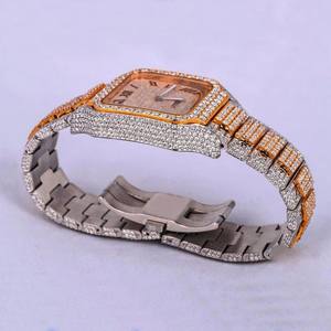 Montre tendance analogique ETA unisexe de luxe pour hommes Style Hip Hop glacé VVS Moissanite diamant carré 18mm en acier inoxydable limité - Product Image 2