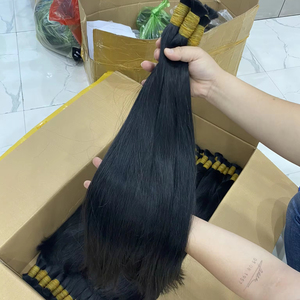 Paquetes de tejido de cabello Remy virgen 100% Onda recta sedosa 8 "-28" Longitud cortada de cabello crudo de chica joven - Product Image 1