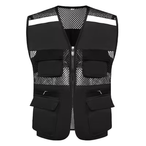 Gilet de travail de construction de routes avec vêtements de travail en maille respirante multi-poches grande taille disponible - Product Image 3