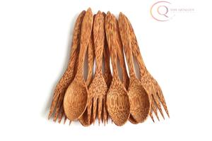 Ensemble de couverts en bois élégants et durables, réutilisables, compatibles lave-vaisselle, pour les repas quotidiens, l'utilisation en extérieur et les voyages - Product Image 3